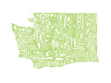 Typographic Washington Green Premium Giclee Print by CAPow 