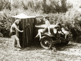 Charlotte and Dorothy Wade with Bath Tent, 1931 Photographic Print by Scherl 