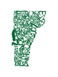Typographic Vermont Green Premium Giclee Print by CAPow 