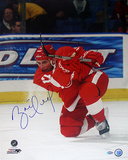 Brett Hull Red Wings Red Jersey Slap Shot Vertical Photo