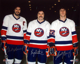 Bossy/Gillies/Trottier Pose On Ice Photo