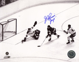 J.P. Parise Breaking in on Giacomin w/ "Jeep"  Autographed Photo (Hand Signed Collectable) Photo