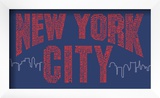 New York City Boroughs (red on blue) Print