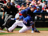 Surprise, AZ - March 11: Cleveland Indians v Texas Rangers - Josh hamilton, Julio Borbon Photographic Print by Kevork Djansezian