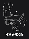 New York City (Black & Pearl White) Serigrafi af Line Posters
