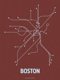 Boston (Maroon & Pale Blue) Serigraph by  Line Posters