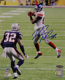 Hakeem Nicks Signed Super Bowl XLVI Jump Catch Vertical Photo Photo