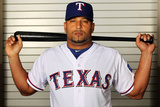 Surprise, AZ - February 28: Texas Rangers Photo Day - Yorvit Torrealba Photographic Print by Jamie Squire