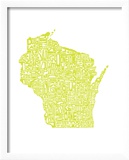 Typographic Wisconsin Chartreus Art by CAPow 