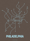 Philadelphia (Charcoal Brown & Light Blue) Serigraph by  Line Posters