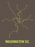 Washington D.C. (Charcoal Brown & Lime) Serigraph by  Line Posters