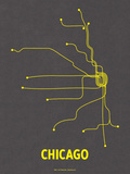 Chicago (Dark Gray & Yellow) Sérigraphie par  Line Posters