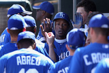 Surprise, AZ - March 12: San Francisco Giants v Kansas City Royals - Jarrod Dyson, Alex Gordon Photographic Print by Christian Petersen