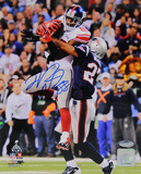 Hakeem Nicks Signed Super Bowl XLVI Catch While Being Tackled Vertical Photo Photo