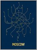 Moscow (Navy & Gold) Prints by  Line Posters