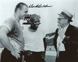 Dick Butkus Chicago Bears Black and White with George Halas and Gale Sayers Photo