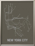 New York City (Charcoal Brown & Silver) Prints by  Line Posters