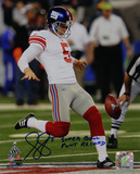 Steve Weatherford Punting SB XLVI Verticalw/ "Super Bowl Punt Record" Inscription Photo