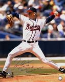 Tom Glavine- Releasing Ball with CY 91,98, 95 WS MVP and 300 Wins 8-5-07 Inscriptions Photo