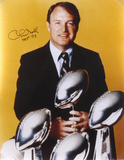 Chuck Noll Pittsburgh Steelers   4 SB Trophies with HOF 93 Inscription Photo