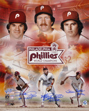 Philadelphia Phillies 1980 World Series  Collage signed by Pete Rose, Steve Carlton and Mike Schmid Photo
