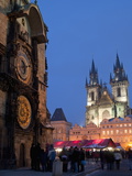 Astronomical Clock of Gothic Old Town Hall, Stalls of Christmas Market, Prague Photographic Print by Richard Nebesky