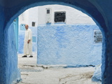Man in Traditional Moroccan Clothes Walking in the Street, Chefchaouen, Morocco, North Africa Photographic Print by Guy Edwardes