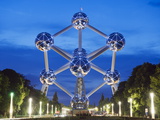 1958 World Fair, Atomium Model of An Iron Molecule, Illuminated at Night, Brussels, Belgium, Europe Photographic Print by Christian Kober