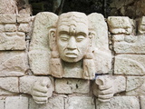 Sculpted Head Stone at Mayan Archeological Site, Copan Ruins, UNESCO World Heritage Site, Honduras Photographic Print by Christian Kober