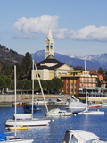 Yachts in the Harbour at Solcio on Lake Maggiore, Italian Lakes, Piedmont, Italy, Europe Photographic Print by Christian Kober