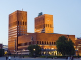 Radhus (City Hall) Illuminated at Night, Oslo, Norway, Scandinavia, Europe Photographic Print by Christian Kober