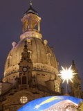 Nativity Scene at Christmas Market in Front of Frauen Church, Neumarkt, Dresden, Germany Photographic Print by Richard Nebesky