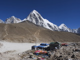 Gorak Shep Lodges, Kala Pattar and Pumori, 7165M, Sagarmatha National Park, Himalayas Photographic Print by Christian Kober