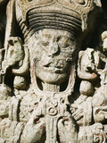 Close-Up of Mayan Statue, Stelae B Dating From 731 Ad Depicting Rabbit 18, Copan Ruins, Honduras Photographic Print by Christian Kober