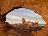 Turret Arch Through North Window at Dawn, Arches National Park, Utah, USA Photographic Print by James Hager