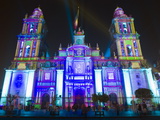 Light Show at Cathedral Metropolitana, District Federal, Mexico City, Mexico, North America Photographic Print by Christian Kober