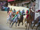Riders Racing at El Palio Horse Race Festival, Piazza Del Campo, Siena, Tuscany, Italy, Europe Photographic Print by Christian Kober