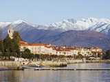 Snow Capped Mountains Above Stresa Waterfront, Lake Maggiore, Italian Lakes, Piedmont Photographic Print by Christian Kober