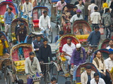 Busy Rickshaw Traffic on a Street Crossing in Dhaka, Bangladesh, Asia Photographic Print by Michael Runkel