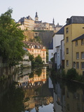 Town Houses Reflected in Canal, Grund District, Luxembourg City, Grand Duchy of Luxembourg Photographic Print by Christian Kober