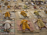 Students of a Sanskrit School Performing the Savasana Posture During Daily Yoga Lesson, India Photographic Print