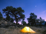 Tent Illuminated Under the Night Sky, Rocky Mountain National Park, Colorado, USA Photographic Print by Christian Kober