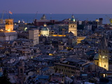 Port and Cityscape at Dusk, Genoa, Liguria, Italy, Europe Photographic Print by Charles Bowman