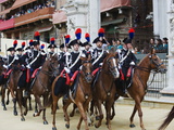 Horses and Guards Parading at El Palio Horse Race Festival, Piazza Del Campo, Siena, Tuscany, Italy Photographic Print by Christian Kober