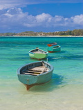 Small Fishing Boats in the Turquoise Sea, Mauritius, Indian Ocean, Africa Fotografisk tryk Small Fishing Boats in the Turquoise Sea, Mauritius, Indian Ocean, Africa Fotografisk tryk