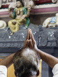 Hindu Devotee Praying in a Tamil Temple, London, England, United Kingdom, Europe Photographic Print