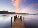 Jetty and Derwentwater at Sunset, Near Keswick, Lake District National Park, Cumbria, England, Uk Photographic Print by Lee Frost