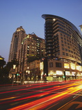 Light Trails of Traffic Passing Da Vinci Hotel, Sandton, Johannesburg, Gauteng, South Africa Photographic Print