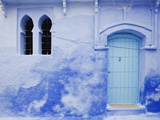 Blue Wall, Doorway and Window, Chefchaouen, Morocco, North Africa, Africa Photographie