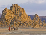 Local Afar Woman With Her Donkeys on Her Way Home, Lac Abbe, Republic of Djibouti, Africa Photographie